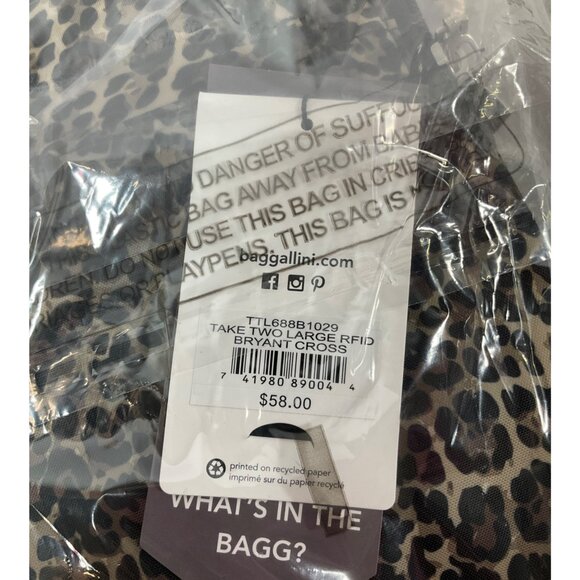 baggallini Large RFID Take Two Bryant Crossbody Bag - Tan Black Cheetah - Picture 1 of 7